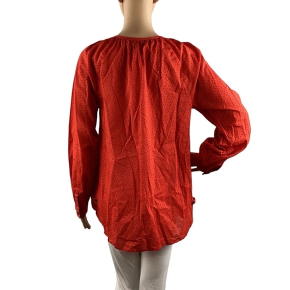 LOFT Red Polka Dot Button Front Blouse Long Sleeve Relaxed Fit Size M - Picture 5 of 7